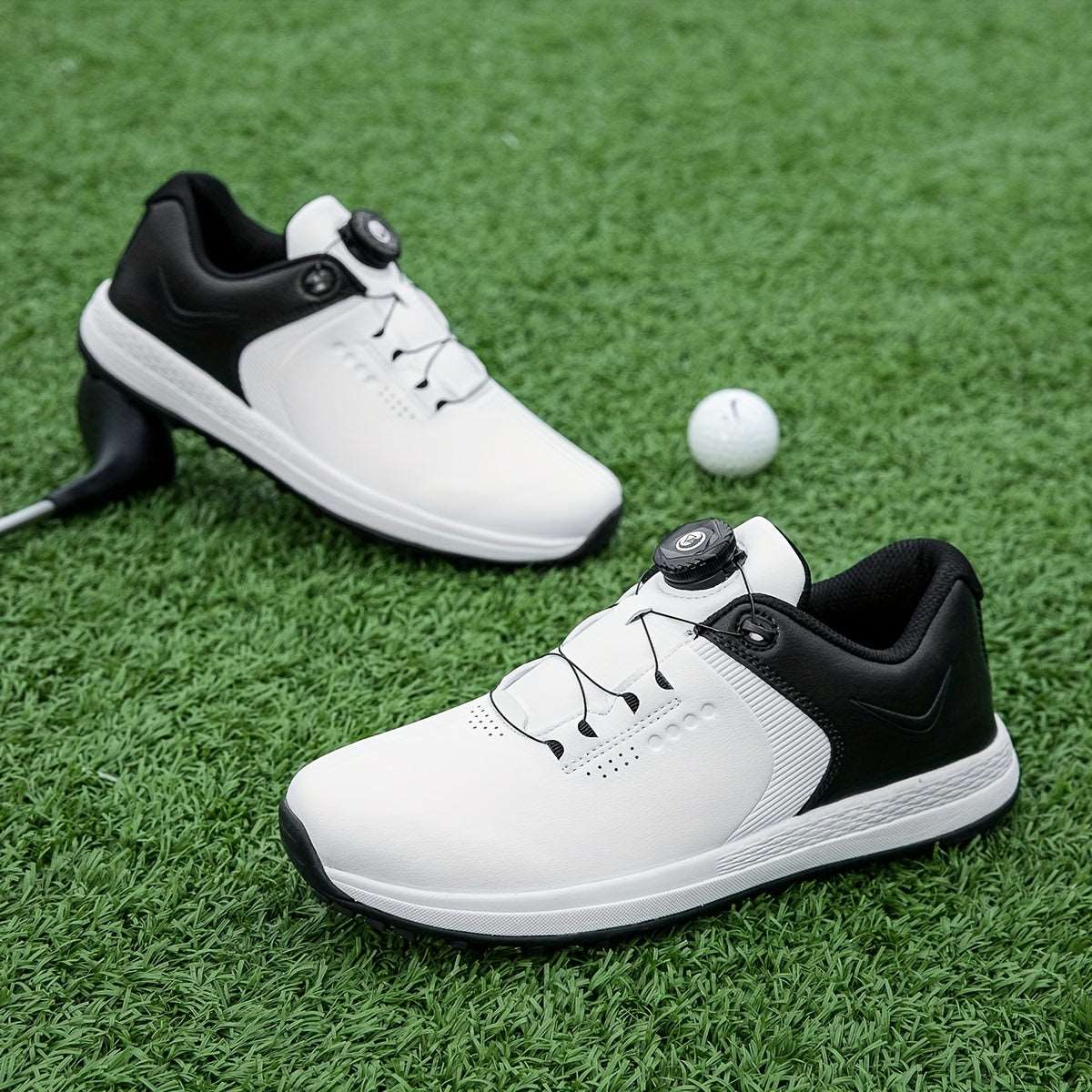 Men's Solid Non-slip Golf Shoes With Rotating Buckle