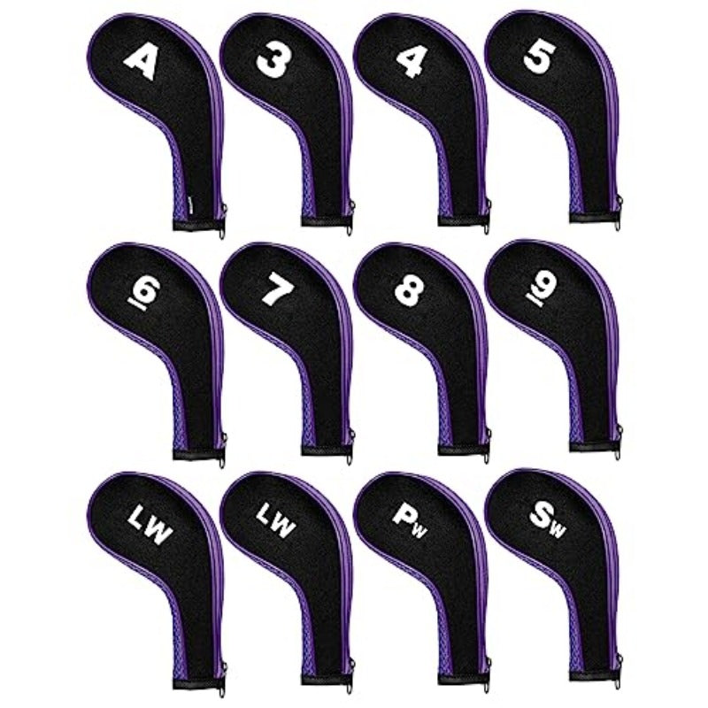 12 Fashionable Number Printed Golf Iron Club Head Covers With Zipper