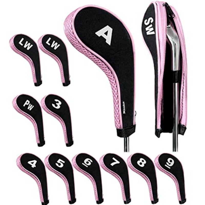 12 Fashionable Number Printed Golf Iron Club Head Covers With Zipper