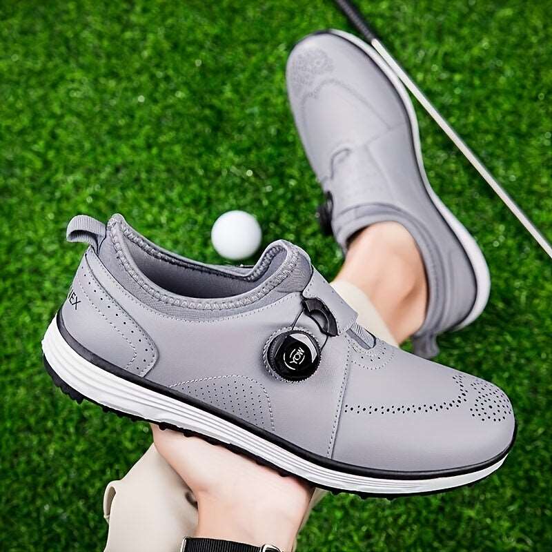 Men's Professional Breathable Waterproof Golf Shoes With Non-Slip Rotary Buckle