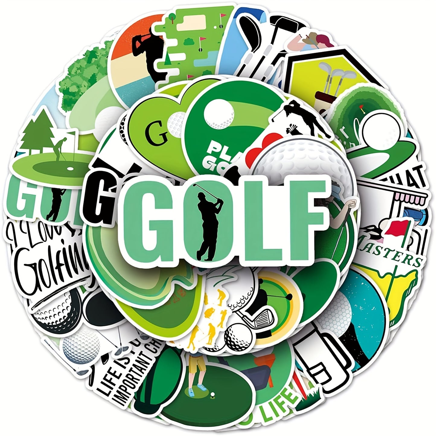 50 pack of Waterproof Golf Stickers For Water Bottles, Sports Gear