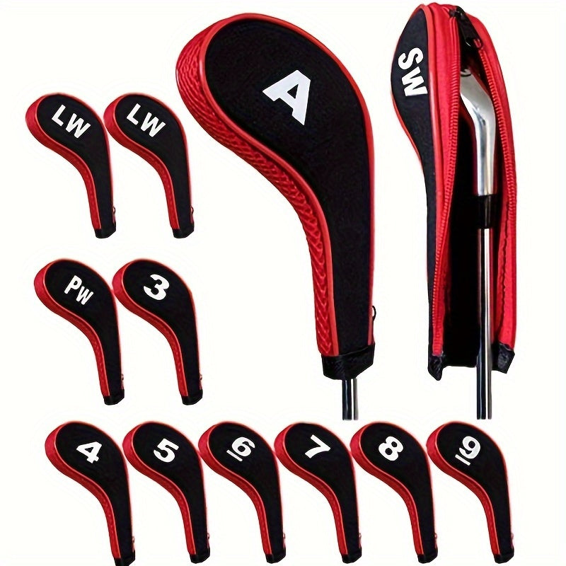 12 Fashionable Number Printed Golf Iron Club Head Covers With Zipper