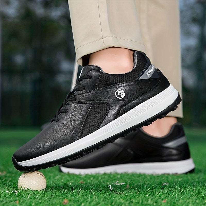 Men's Solid Non-slip Golf Shoes With Spikes