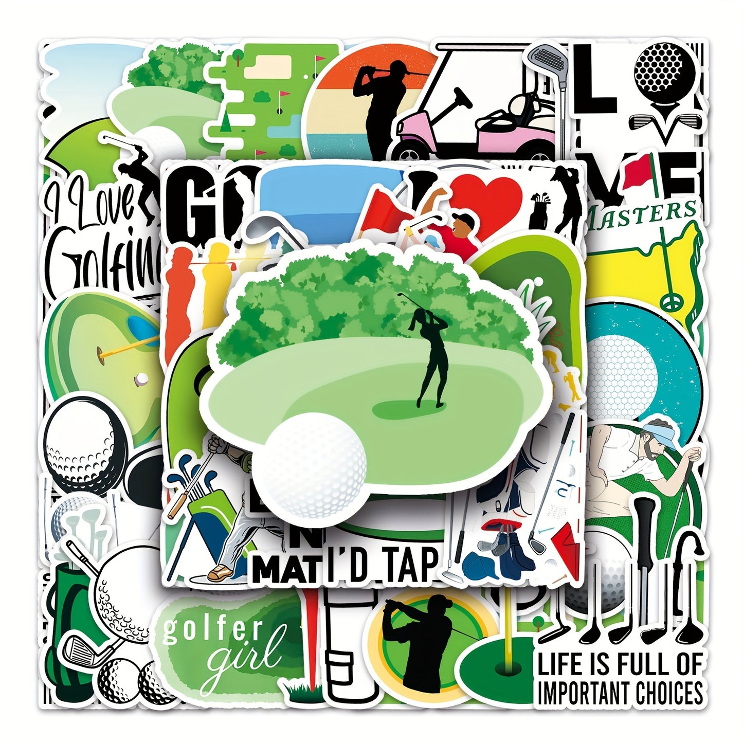 50 pack of Waterproof Golf Stickers For Water Bottles, Sports Gear