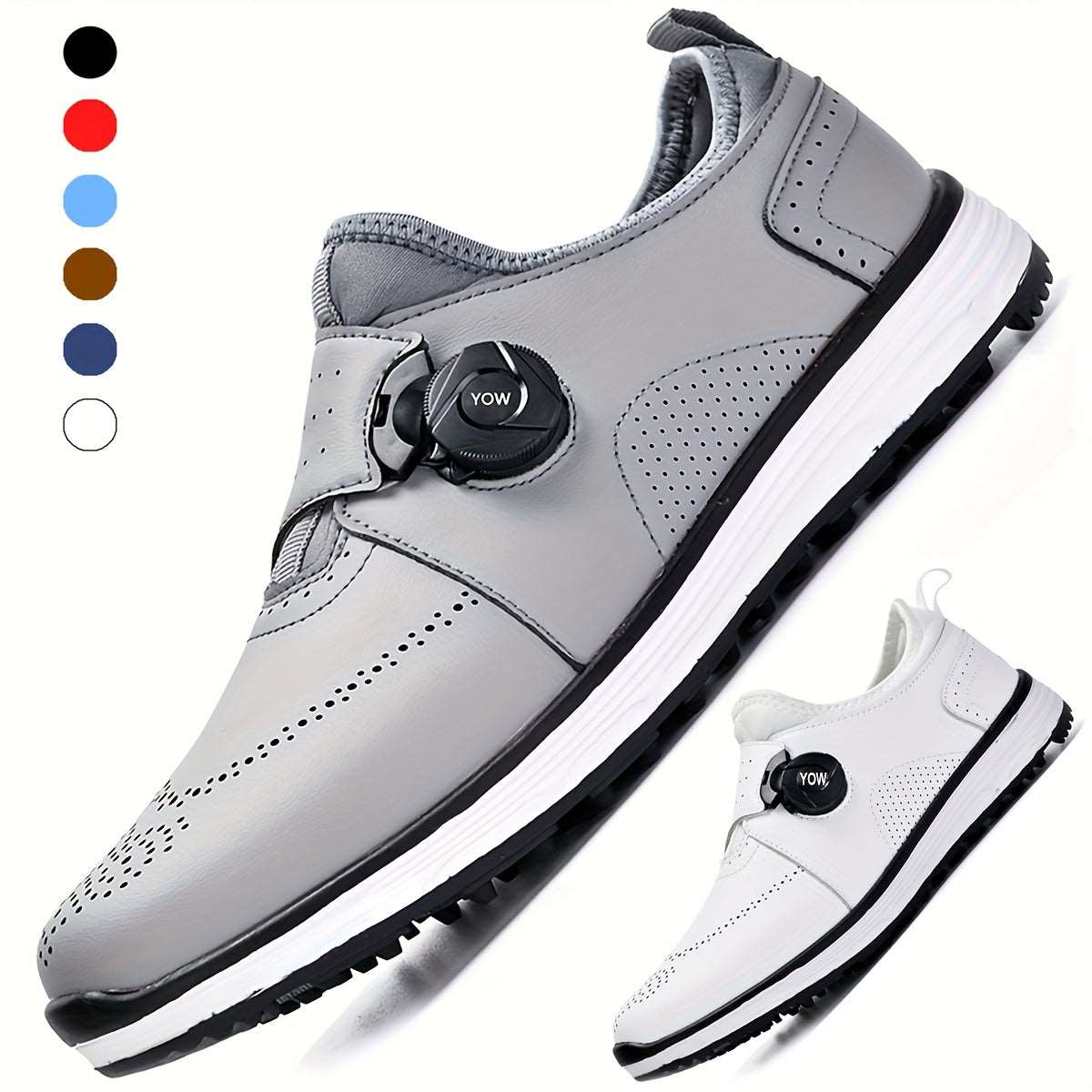 Men's Professional Breathable Waterproof Golf Shoes With Non-Slip Rotary Buckle