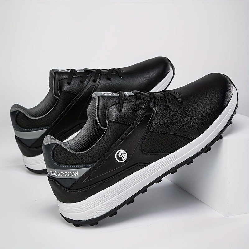 Men's Solid Non-slip Golf Shoes With Spikes