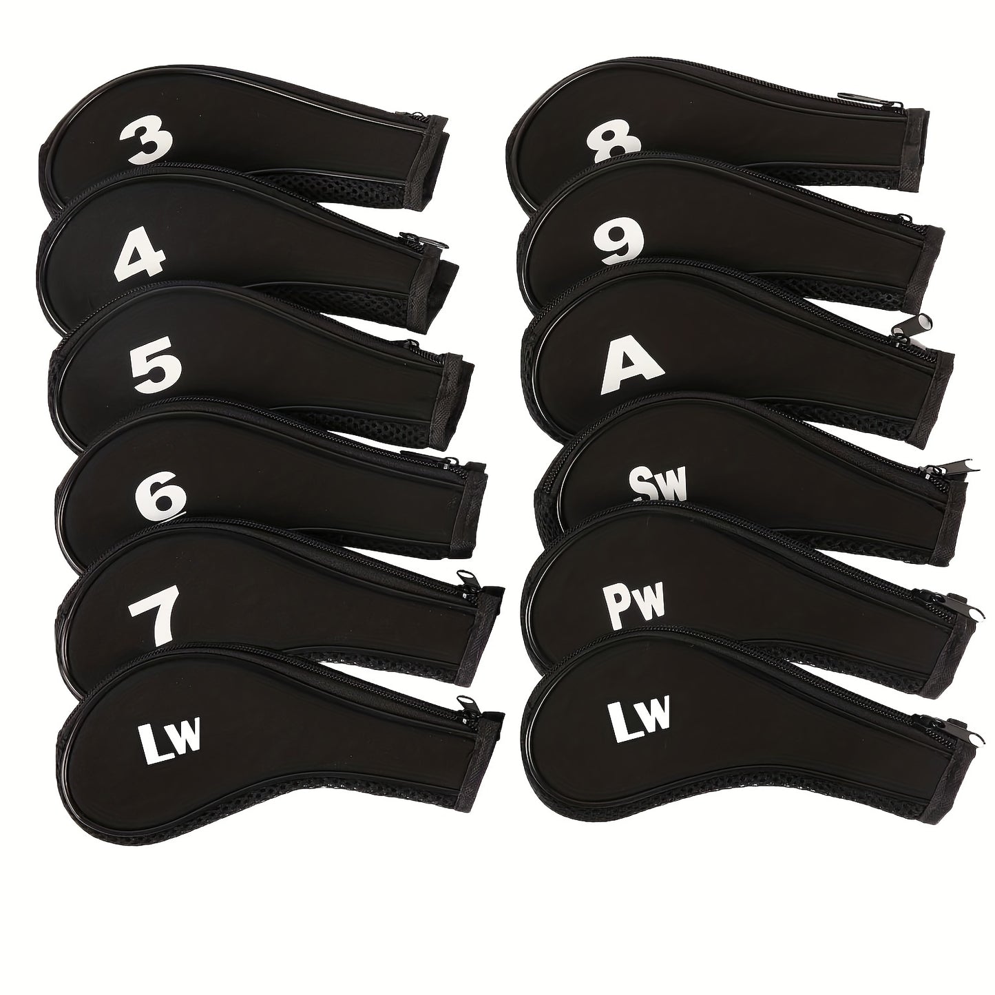 12 Fashionable Number Printed Golf Iron Club Head Covers With Zipper