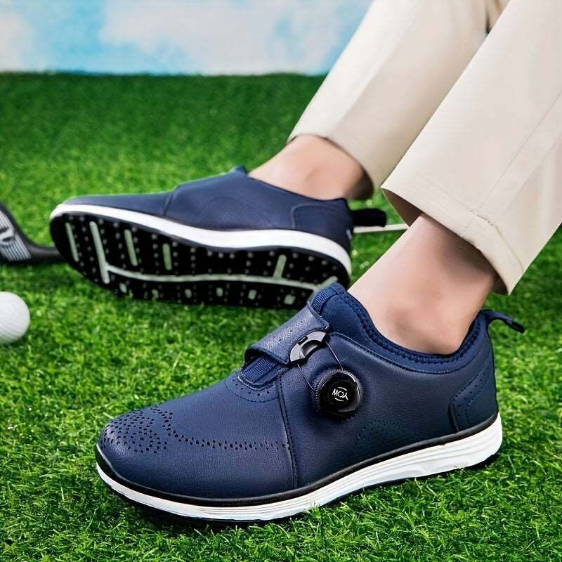 Men's Professional Breathable Waterproof Golf Shoes With Non-Slip Rotary Buckle