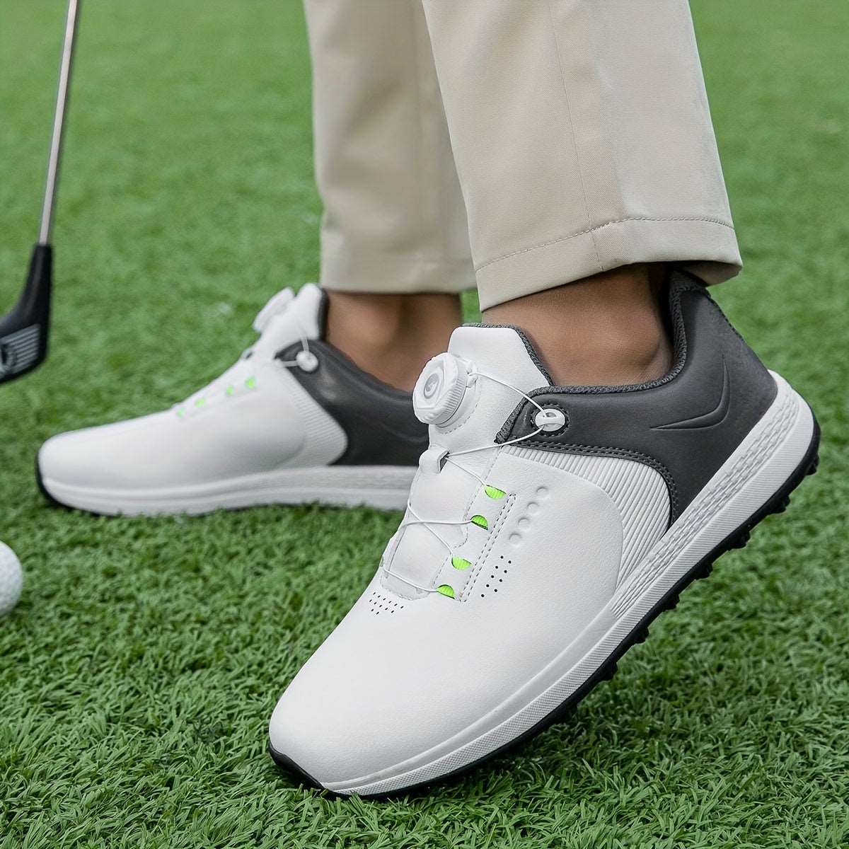 Men's Solid Non-slip Golf Shoes With Rotating Buckle