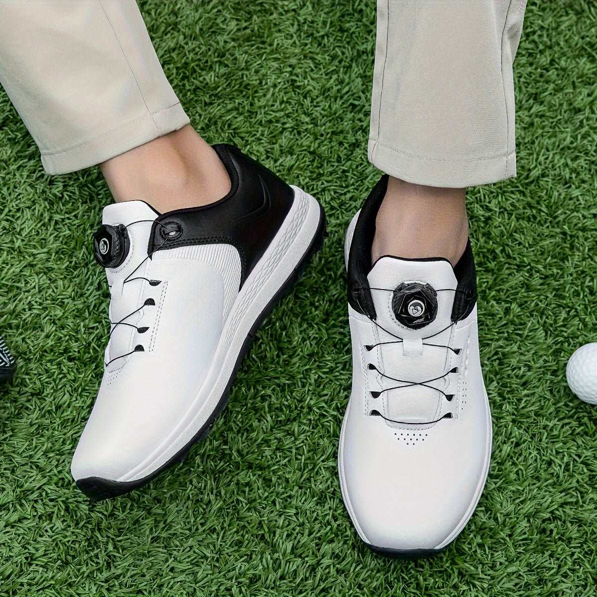 Men's Solid Non-slip Golf Shoes With Rotating Buckle