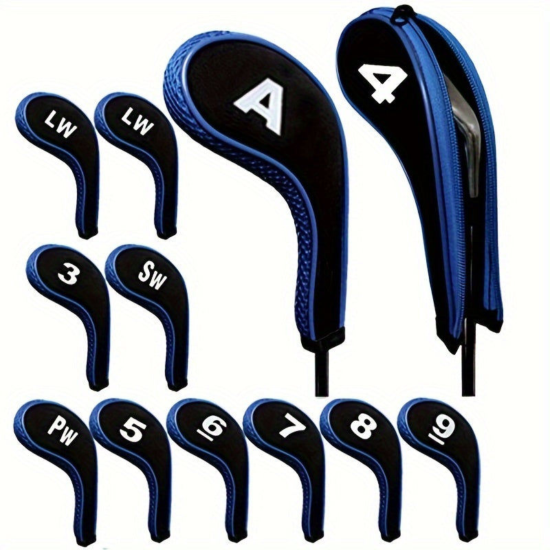 12 Fashionable Number Printed Golf Iron Club Head Covers With Zipper