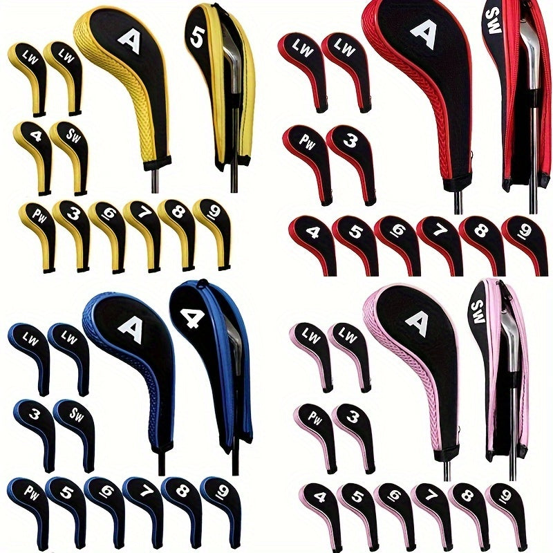 12 Fashionable Number Printed Golf Iron Club Head Covers With Zipper