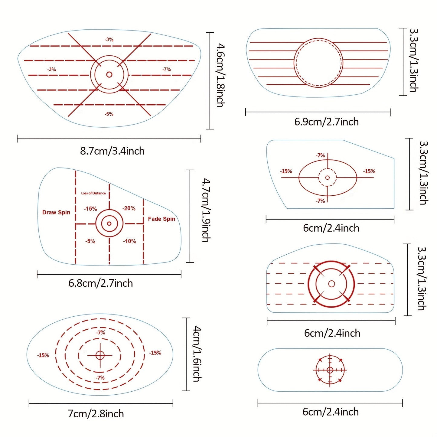 70 Precision Golf Impact Tape Labels for Improved Ball Striking Consistency