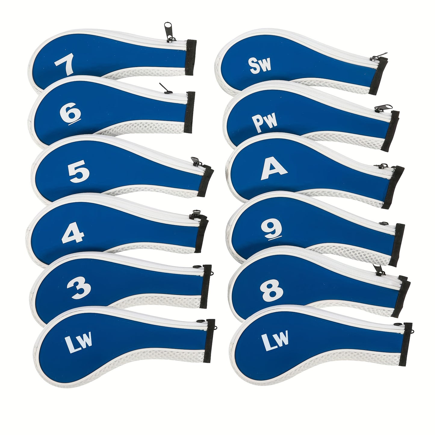 12 Fashionable Number Printed Golf Iron Club Head Covers With Zipper