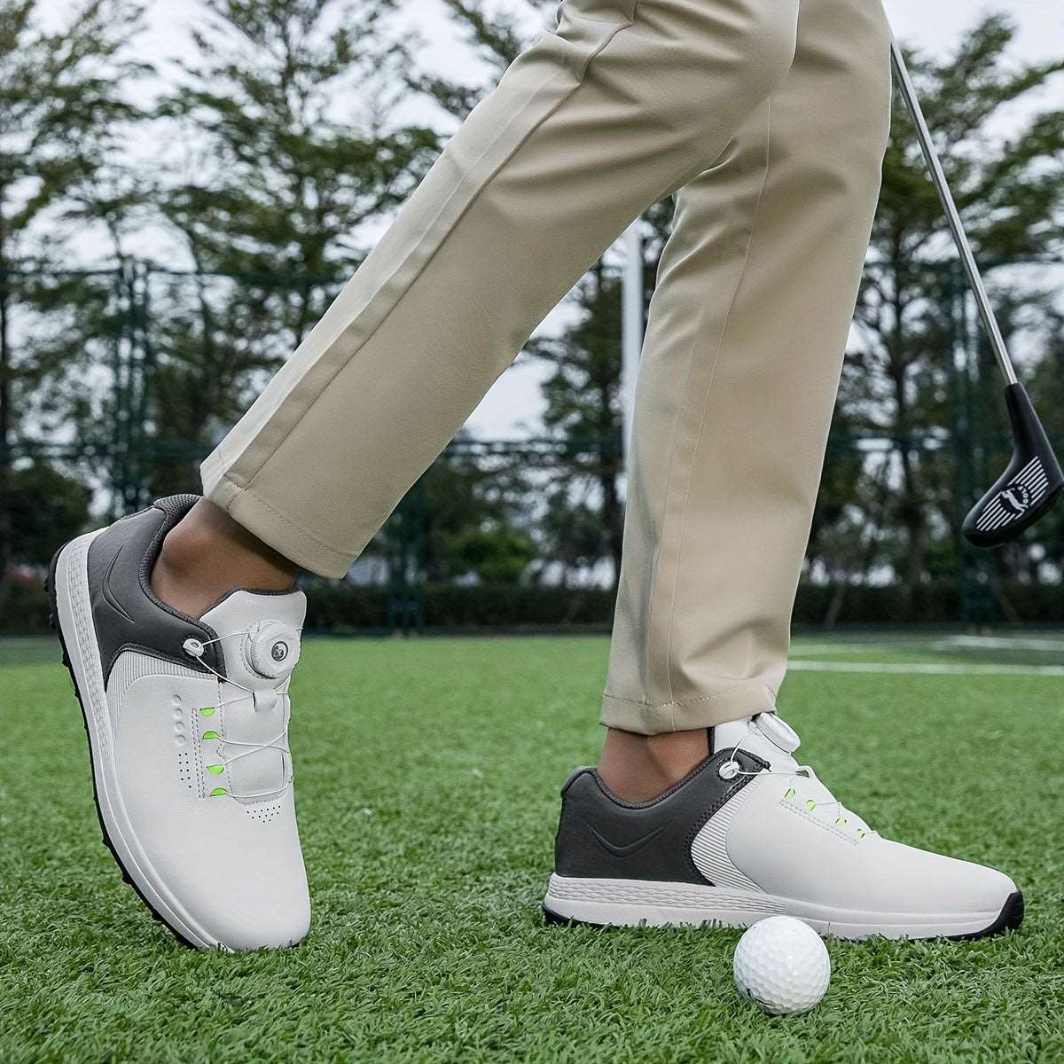 Men's Solid Non-slip Golf Shoes With Rotating Buckle