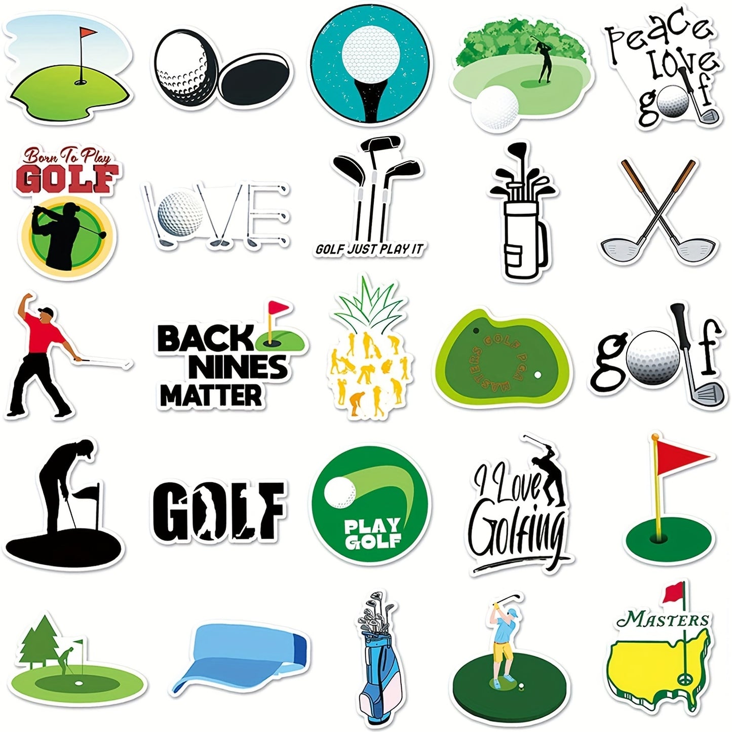 50 pack of Waterproof Golf Stickers For Water Bottles, Sports Gear