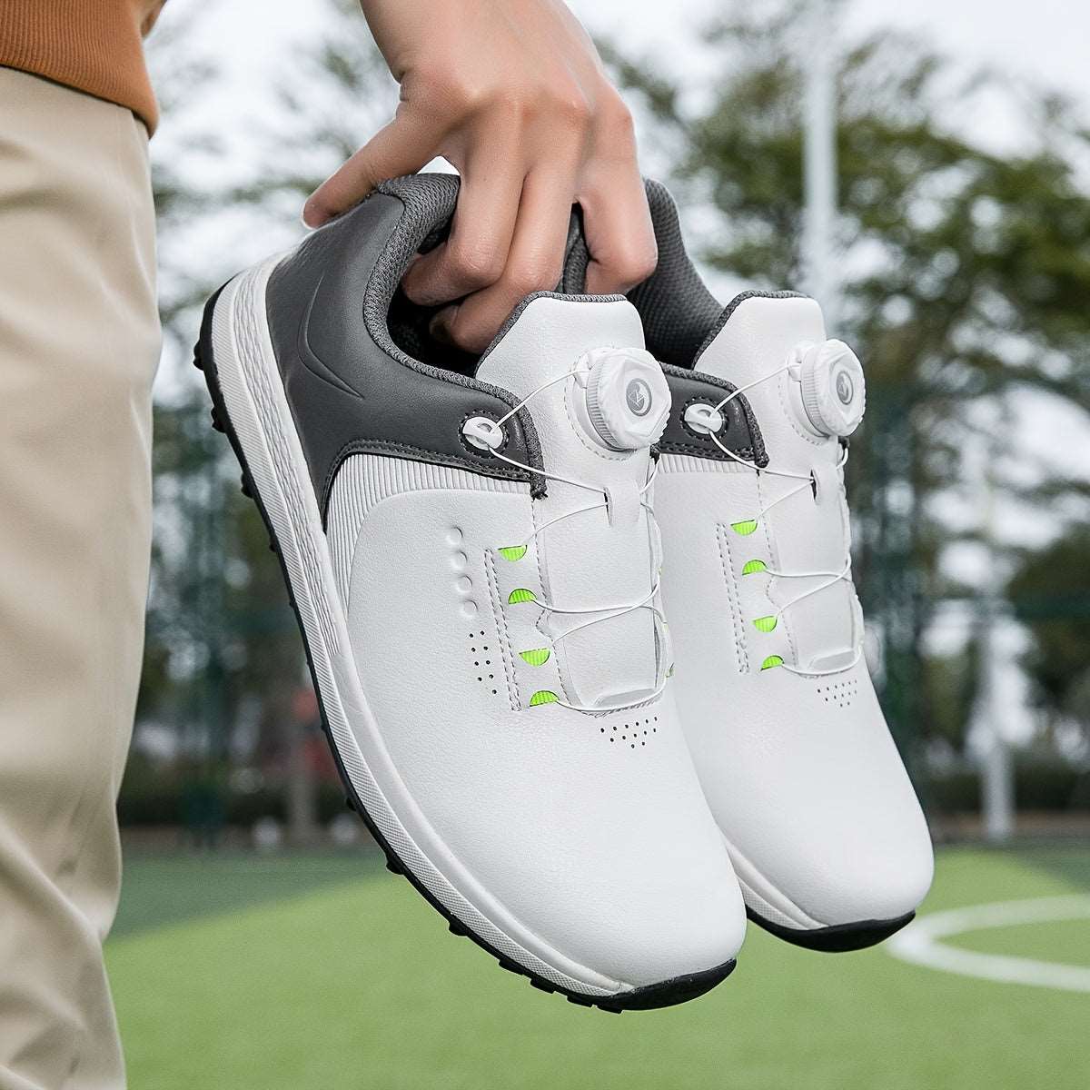 Men's Solid Non-slip Golf Shoes With Rotating Buckle