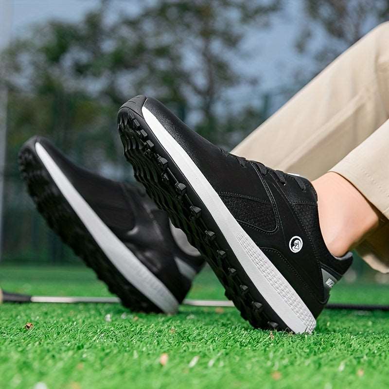 Men's Solid Non-slip Golf Shoes With Spikes