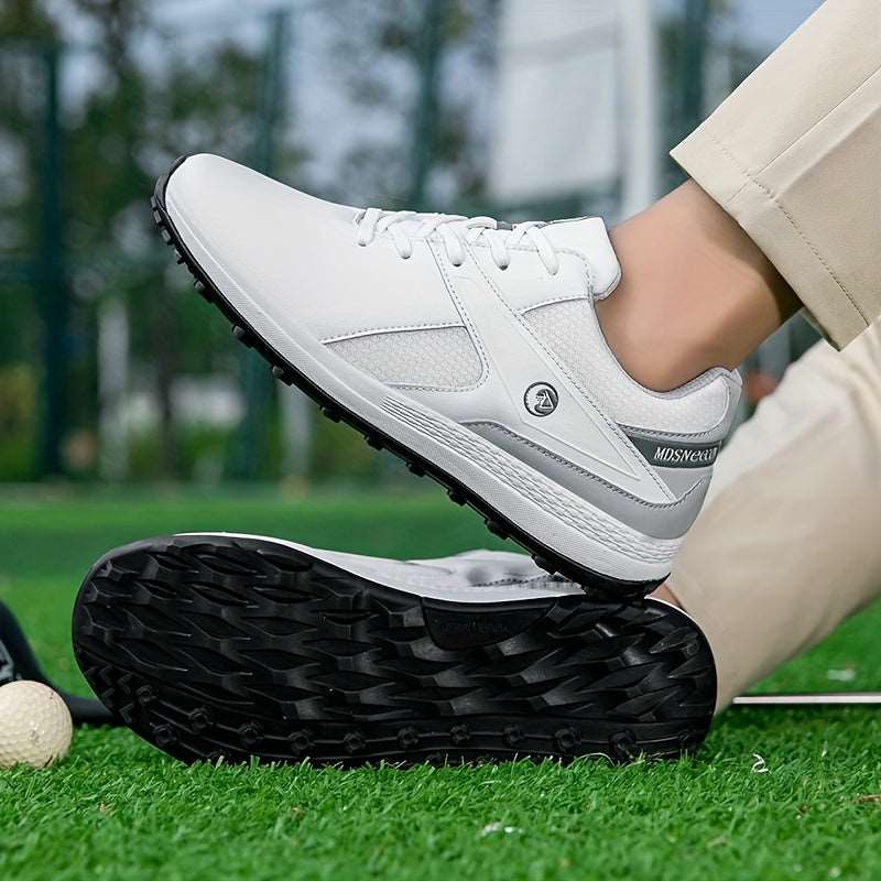 Men's Solid Non-slip Golf Shoes With Spikes