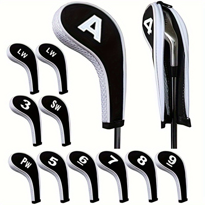 12 Fashionable Number Printed Golf Iron Club Head Covers With Zipper